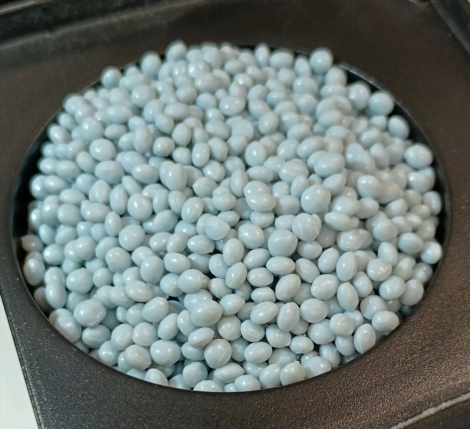 Light Blue food-grade rPET granules